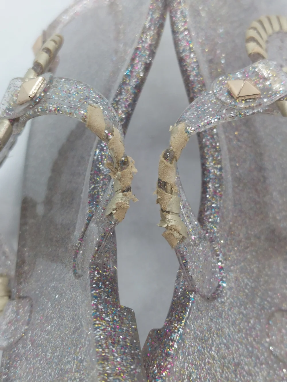 Jack Rogers Gold Flip Flop Sandals Metallic Jelly Sparkles Flat Slip On 8